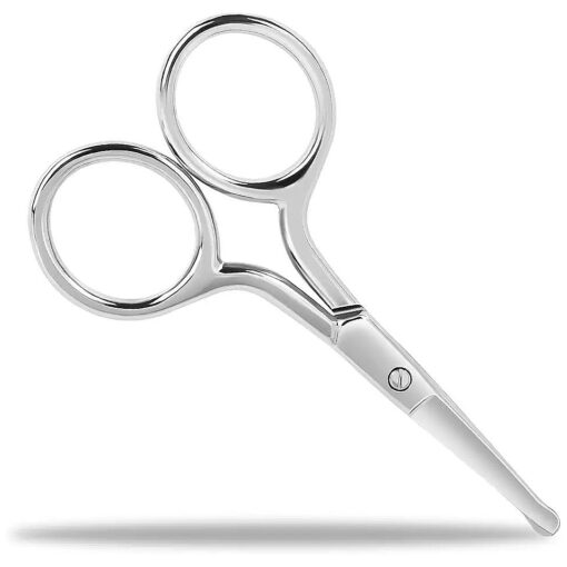 Nose Hair Scissors, Safety Rounded Tip Small Scissors for Eyebrow, Nose Hair, Beard, Ear Hair, Stainless Steel Eyebrow Scissors, Professional Facial Hair Trimming Scissors for Men & Women ( Silver )