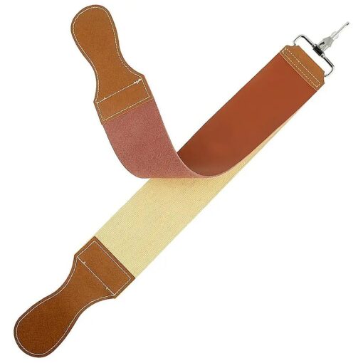 Grandslam Leather Strop for Straight Razor Sharpening and Smooth - Professional Straight Razor Knife Cowhide and Canvas Dual Strop Brown