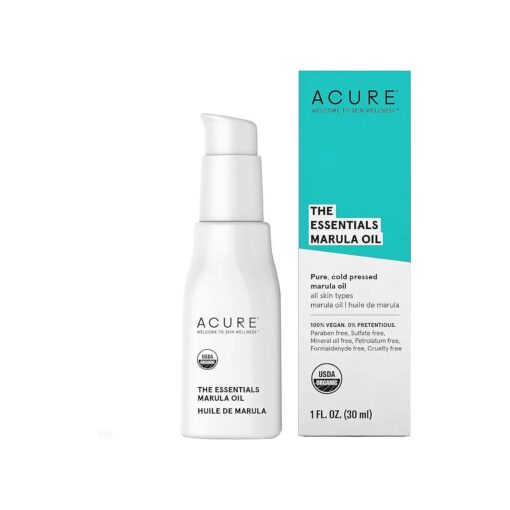 Acure The Essentials Marula Oil - Lightweight Moisturizer for Skin and Hair - Rich in Proteins & Omega Fatty Acids - USDA Certified Organic - Hydrates Dry Skin, Revitalizes Hair - Cold Pressed - 30 ml