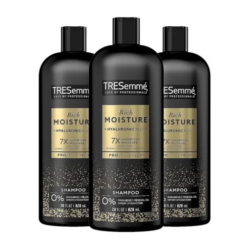 TRESemme Shampoo Moisture Rich 3 Count for Dry Hair Professional Quality Salon-Healthy Look and Shine Moisture Rich Formulated with Vitamin E and Biotin 28 oz