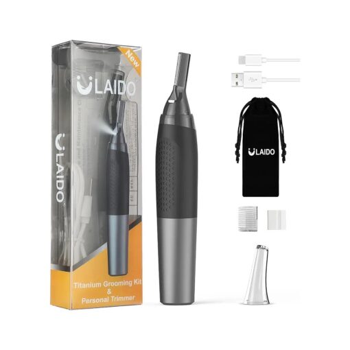 Eyebrow Trimmer, Ear and Nose Hair Trimmer for Men, Beard Trimmer, Professional Precision Titanium Detail Trimmer for Sideburns, Neckline & Facial Other Detailing, with 3 Adjustable Sizes