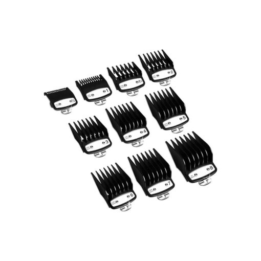 Professional Hair Clipper Guards Guides 10 Pcs Coded Cutting Guides # 3170-400- 1/16" to 1" fits for All Wahl Clippers ( Black-10 pcs )