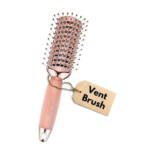 Professional Vented Hair Brush for Blow Drying - Easy Detangling Hairbrush for Women for Fine, Thick, Curly Hair with Non-Slip Gel Handle - Static Free Vent Hair Brushes for Faster Drying