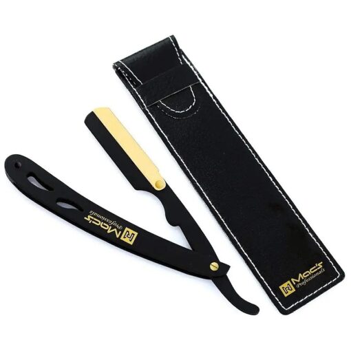 BLACK & GOLD COMBINATION Stainless Steel Barber Exchangeale Blade Straight Edge Barber Shaving Razor -Safety Razor -Macs-045B