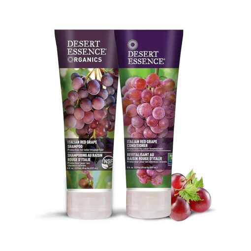 Desert Essence Italian Red Grape Shampoo & Conditioner Bundle - 8 Fl Ounce - Protection For Color Treated Hair - Antioxidant - Vitamin B5 - Natural - Protect Hair From UV Filters