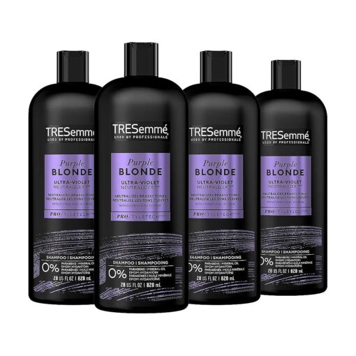 TRESemme Purple Blonde Shampoo 4 Count For Blonde Hair & Silver Hair Formulated with Ultra-Violet Neutralizer Technology 28 oz