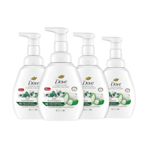 Dove Foaming Hand Wash Aloe & Eucalyptus Pack of 4 Protects Skin from Dryness, More Moisturizers than the Leading Ordinary Hand Soap, 10.1 oz