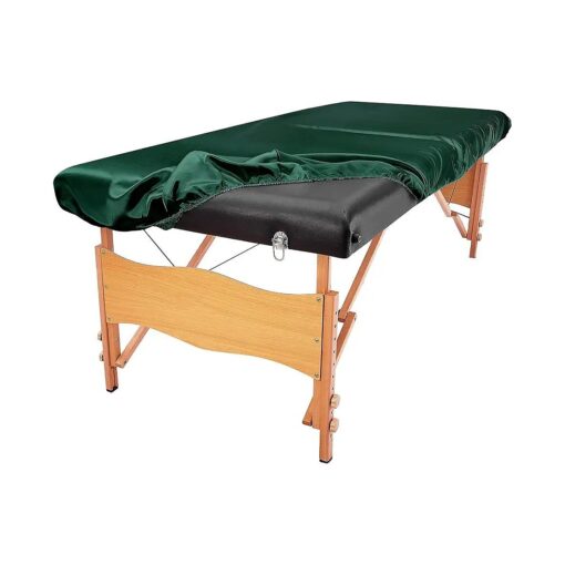 Massage Table Protective Cover, Silk Like Fitted Sheet, Stain-Resistant, Reusable, Machine Washable Spa Bed Sheet ( Massage Table Not Included ) ( Green )