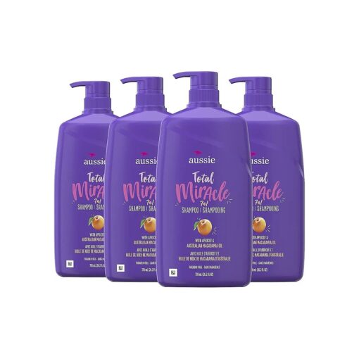 Aussie Total Miracle with Apricot & Macadamia Oil, Paraben Free Shampoo, 26.2 fl oz Pack of 4