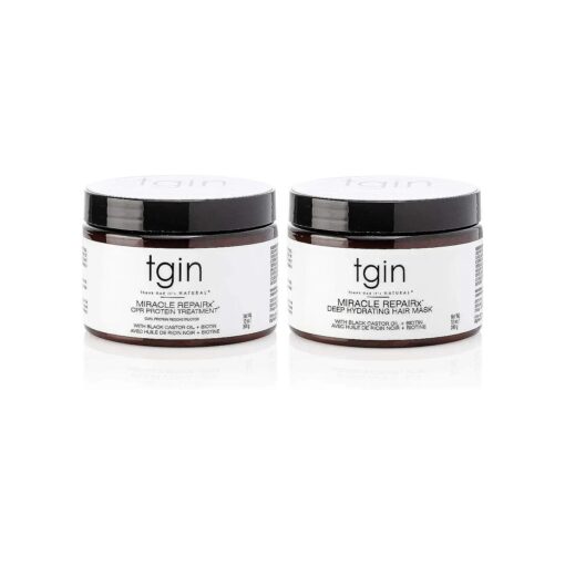 tgin Miracle RepaiRx Strengthening Reconstructor And Mask Duo -12 oz for Damaged Hair - Shampoo and Conditioner Set - High Porosity - Repair - Protect - Restore