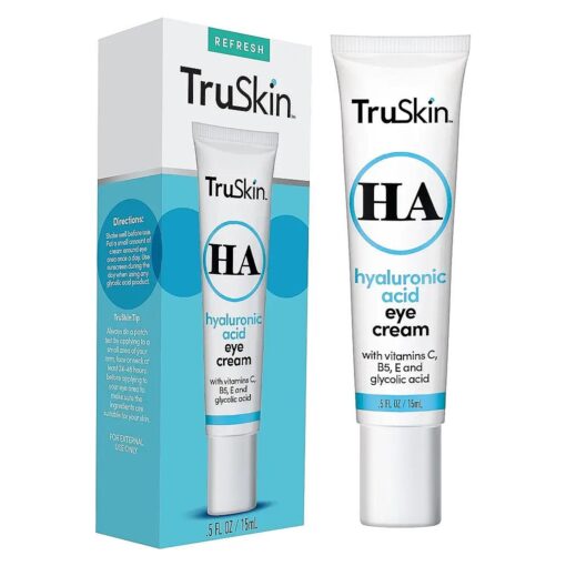 TruSkin Eye Cream for Dark Circles and Puffiness - With Hyaluronic Acid, Glycolic Acid, Vitamins C, B5 & E to Hydrate Delicate Under Eye Skin - Dark Circles Under Eye Cream for Women, 0.5 fl oz