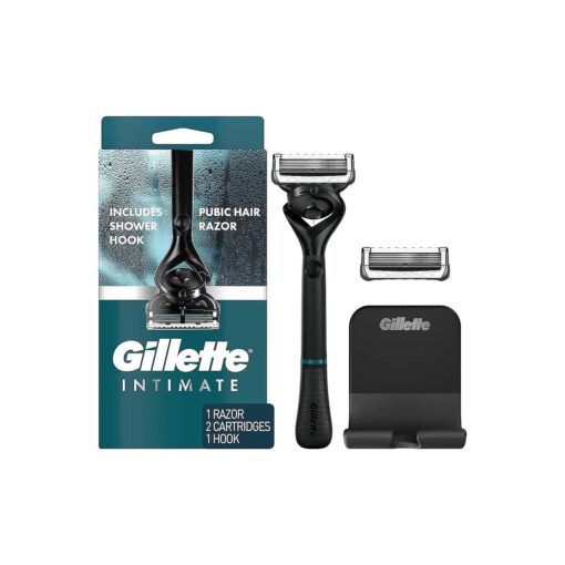 Gillette Intimate Pubic Hair Razor for Men, Men 's Pubic Razor for Manscaping, Gentle and Easy to Use, Designed For Pubic Hair, 1 Razor Handle, 2 Razor Blade Refills