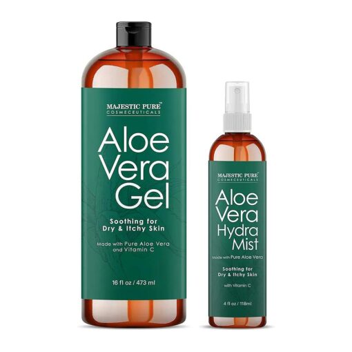 Aloe Vera Gel and Mist Super Combo - 16 oz Gel and 4 oz Hydra Spray - 100 Percent Pure and Natural Cold Pressed Aloe Vera for Hair Growth, Face, Body and Skin