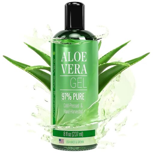 Amazing Aloe Vera Gel, Freshly Cut 100 % Pure Aloe - Premium Quality, USA Grown, Vegan, Unscented - Natural Sunburn Relief, Skin Care, Face & Hair Care