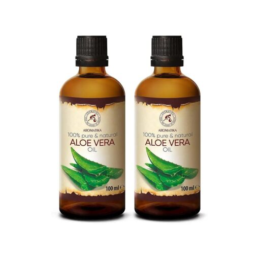 Aloe Vera Oil Pure Set 6.8 Fl Oz - 100 % Natural - Glass Bottle - Aloe Vera Oil Base Oil - Aloe Barbadensis - Brazil - Refined - Intensive Care for Face - Body - Hair - Hands - Massage