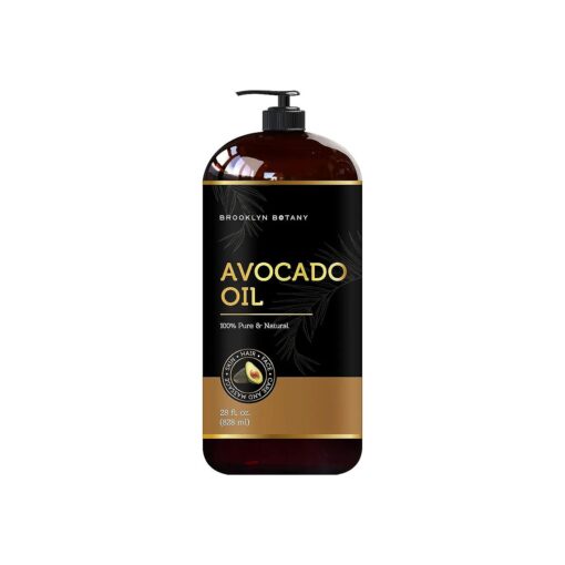 Brooklyn Botany Avocado Oil for Skin, Hair and Face - 100 % Pure and Natural Body Oil and Hair Oil - Carrier Oil for Essential Oils, Aromatherapy and Massage Oil - 28 fl Oz