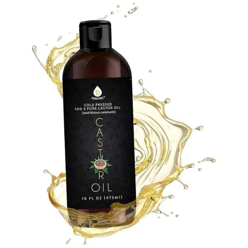 Pursonic Castor Oil ( 16oz ) Cold-Pressed, 100 % Pure, Hexane-Free Castor Oil-Moisturizing & Healing, For Dry Skin, Hair Growth - For Skin, Hair Care, Eyelashes