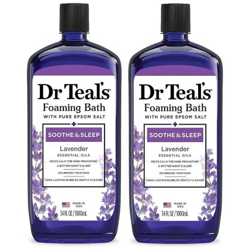 Dr Teal 's Foaming Bath with Pure Epsom Salt, Soothe & Sleep with Lavender, 34 fl oz ( Pack of 2 )