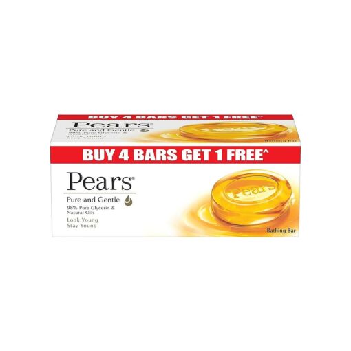 Pears Pure and Gentle Bathing Bar, 125g ( Buy 4 Get 1 Free )