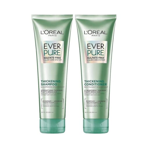 L'Oreal Paris Thickening Sulfate Free Shampoo and Conditioner, Thickens + Strengthens Thin, Fragile Hair, EverPure, 1 Hair Care Kit