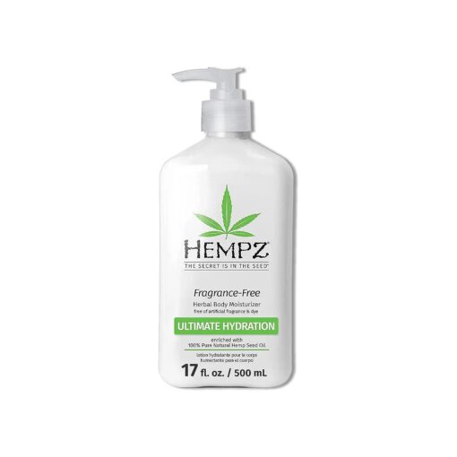 Hempz Body Lotion - Fragrance-Free Herbal Limited Edition Daily Moisturizing Cream, Shea Butter, Aloe, Body Moisturizer - Skin Care Products, Hemp Seed Oil - 17 Fl Oz