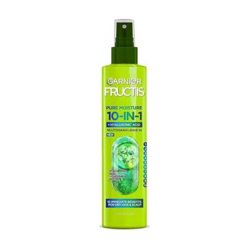 Garnier Fructis Pure Moisture 10-in-1 Spray for Dry Hair and Scalp, Hyaluronic Acid, 8.1 Fl Oz, 1 Count ( Packaging May Vary )