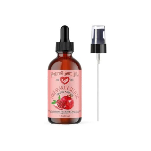 SALE ! 4oz Pomegranate Seed Oil, 100 % Pure and Natural, Organic and Rich in Antioxidants for Supple, Soft Skin and Hair - Includes Dropper & Pump