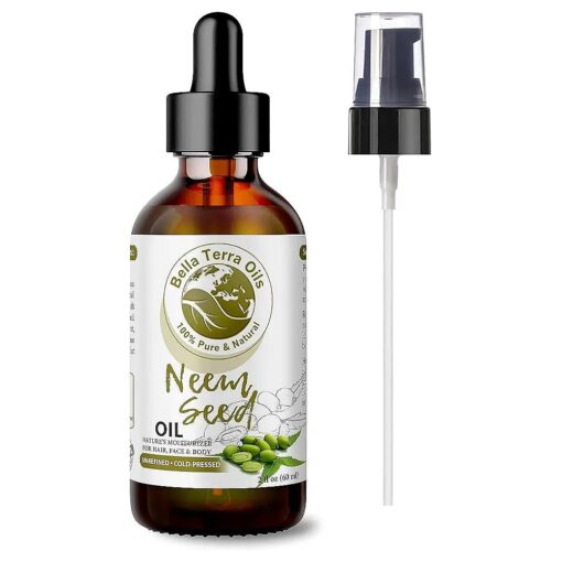 Neem Seed Oil, 2oz, Cold-pressed, Unrefined, 100 % Pure, Hexane-free, Natural Moisturizer, For Hair, Skin, Soapmaking