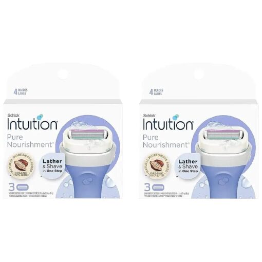 Schick Intuition Pure Nourishment Renewing Advanced Moisture Women Razor Refill Cartridges, 6 count ( 3count x 2Pack ), New Version 2022 ( Pure Nourishment 2Pack )