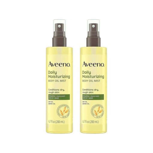 Aveeno Daily Moisturizing Body Oil Mist with Oat & Jojoba Oil for Dry Sensitive Skin, Nourishing Body Spray for Smoother Skin, Paraben-, Silicone- & Alcohol-Free, Twin Pack, 2 x 6.7 fl, oz