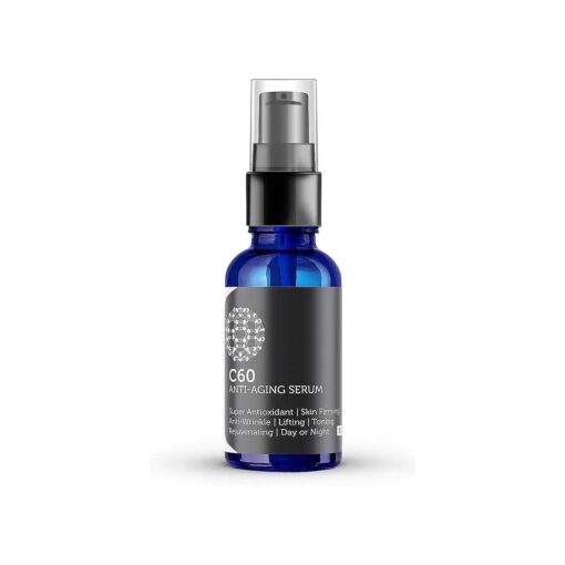 C60 Anti-Aging Face Serum 30ml with Hyaluronic Acid, Plant Stem Cells, Peptides, Vitamins B + C & Anti Aging Wrinkle Complexes for Men & Women Made with Organic Ingredients