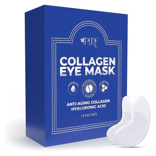 Collagen Eye Mask Patches Under Eye Patches for Puffy Eyes Hyaluronic Acid Dark Circles Bags Lines Anti Wrinkles Anti Aging Hydrating Moisturizing Brightening Eye Gels 15ct