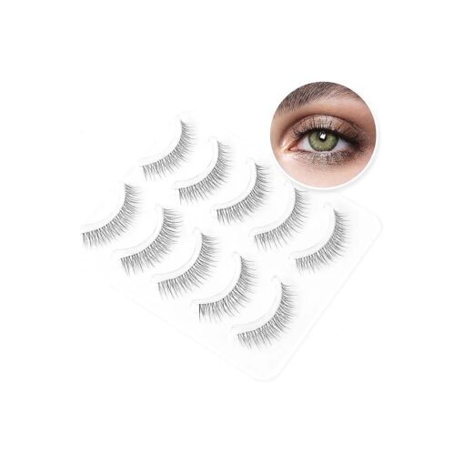 Lashes Natural False Eyelashes Soft Wispy Lashes Faux Mink 11mm False Lashes Chiref Fluffy Curly False Eyelashes Natural Look Lashes 3D 5 Pairs K02-Pure