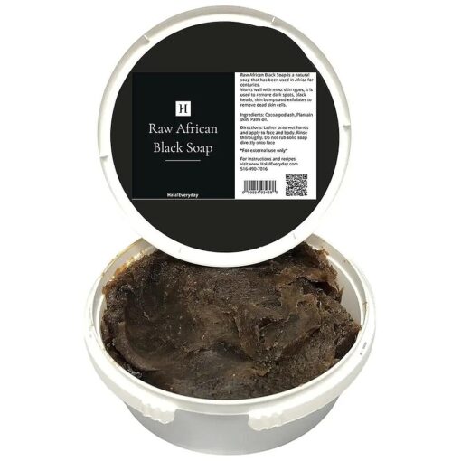 HalalEveryDay African Black Soap paste 16 oz - Made with pure Raw African Black soap - Free of all chemicals