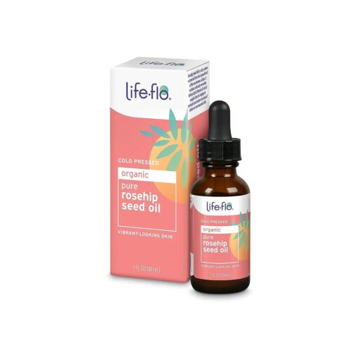 Life-flo Pure Organic Rosehip Seed Oil, Hydrating Face Oil, Dry Skin Care, Cold Pressed from Organic Rose Hips, Rich in Fatty Acids and Vitamin A ( Retinol ), Hypoallergenic, 60-Day Guarantee, 1oz