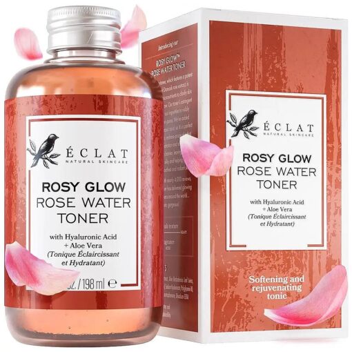 Rose Water Toner - Pure Rose Water with Hyaluronic Acid & Aloe Vera, Pore Minimizer Facial Toner, Hydrating Face Toner for Women, Rejuvenating and Soothing Skin Toner