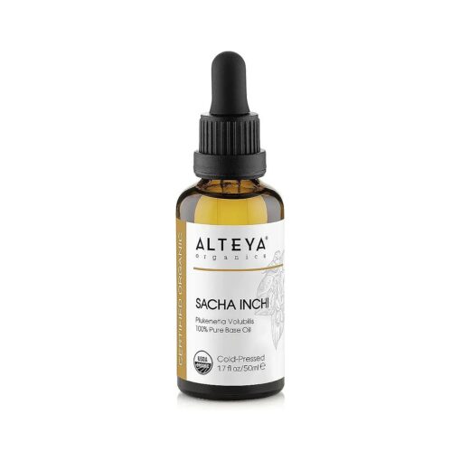 Alteya Organics Sacha Inchi Seed Oil, Certified Organic Carrier Oil, 1.7 Fl Oz, Cold Pressed 100 % Pure Plukenetia Volubilis ( Sacha Inchi ) Seed Base Oil