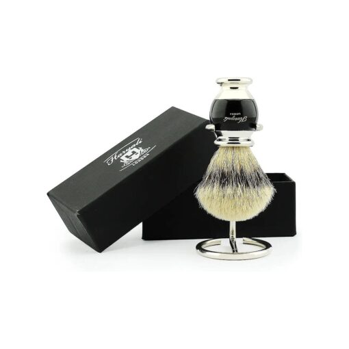 Pure Silver Tip Badger Hair Shaving Brush with Brush Stand/Holder