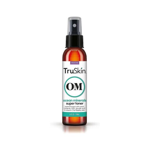 TruSkin Daily Facial Super Toner - for All Skin Types with Glycolic Acid, Vitamin C, Ocean Minerals and Organic Anti Aging Ingredients, 4 fl oz