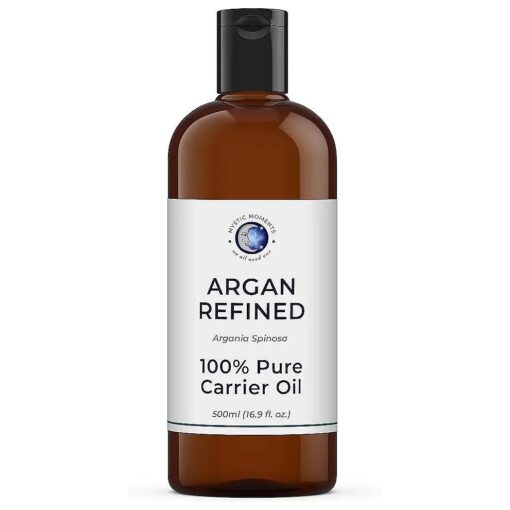 Mystic Moments | Argan Refined Carrier Oil - 500ml - Pure & Natural Oil Perfect for Hair, Face, Nails, Aromatherapy, Massage and Oil Dilution Vegan GMO Free