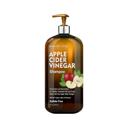 MAJESTIC PURE Apple Cider Vinegar Shampoo - Restores Shine & Reduces Itchy Scalp, Dandruff & Frizz - Sulfate Free, for All Hair Types, Men and Women - 16 fl oz