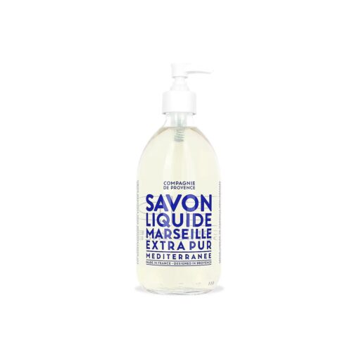 Compagnie de Provence Savon de Marseille Extra Pure Liquid Soap - Mediterranean Sea - 16.7 Fl Oz Glass Pump Bottle