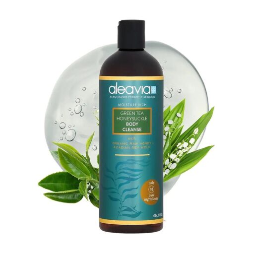 Green Tea Honeysuckle Body Cleanse - Organic & All-Natural Prebiotic Body Wash with Raw Honey - 16 Oz .