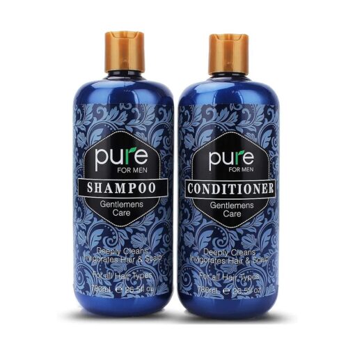 Natural Mens Shampoo and Conditioner Set for Men Daily Hair Care, # 1 Pure Shampoo Conditioner for Men for Deep Cleansing, Itchy Scalp Care, Strengthen and Invigorate Hair & Scalp .