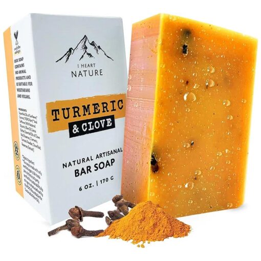 Organic Turmeric Soap with Clove Bud ( Large 6 Ounce ) - Long Lasting Rich Creamy Lather - Face & Body Wash Soap - Bright Beautiful Natural Glowing Skin Soap ( Spicy Clove Aromatherapy )