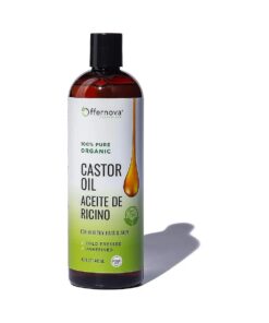 Castor Oil - Aceite de Ricino - Cold Pressed 100 % Pure, Certified Organic, Hexane Free for Eyelashes, Eyebrows, Frizzy, Hair Growth Women and Men, Beard Growth