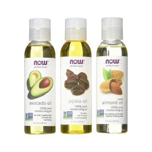 Now Foods Variety Moisturizing Oils Sampler : Sweet Almond, Avocado, and Jojoba Oils - 4oz, Bottles each