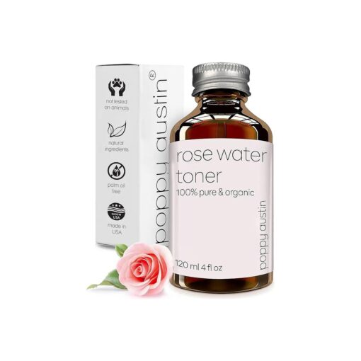 Poppy Austin 120mL Rose Water Toner for Face - Pure Face Toner, Cruelty-Free Rosewater Facial Toner - Triple Purified Rose Water for Face, Alcohol Free Rosewater Toner - Moroccan Rose Toner for Face