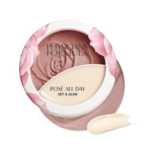 Physicians Formula Rose All Day Set & Glow Highlighter Face Makeup Powder Brightening Rose, Dermatologist Approved