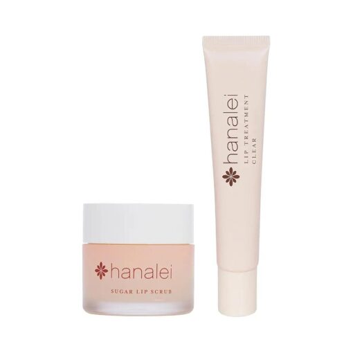 Hanalei Sugar Lip Scrub and Lip Treatment ( Clear ) Bundle, Made with Raw Cane Sugar and Real Hawaiian Kukui Nut Oil ( Cruelty free, Paraben free )